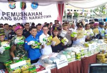 Polda Lampung Bersama BNN Provinsi Musnahkan Barang Bukti Narkotika