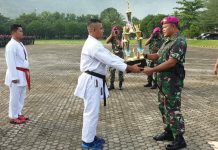 Brigif 4 Mar/BS Sambut Para Jawara Karate Dengan Penuh Kabanggaan