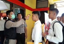 Biro SDM Polda Lampung Lakukan Pemeriksaan Suhu Tubuh Kepada Calon Pendaftar Polri TA 2020