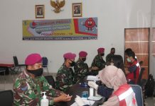 Donor Darah Peduli Covid 19 Dari Yonif 7 MAR, Brigade Infanteri 4 MAR/BS