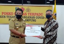 Gugus Tugas Provinsi Lampung Terima Bantuan Covid Dari Satgas BUMN, OJK, dan AAUI Lampung