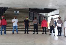 Polres Tubaba Bersama PMI dan Ikatan Wartawan Online (IWO) Lakukan Penyemprotan Disinfektan Di Islamic Center