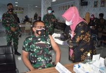 Kasrem 043/Gatam Bersama Forkopimda Provinsi Lampung Laksanakan Vaksinasi Covid-19 Ke-II di RSUDAM Lampung