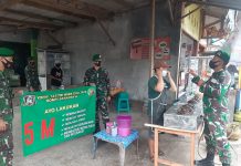 Putus Covid-19, Letda Michael Erlangga Pimpin Prajurit Sosialisasi Prokes
