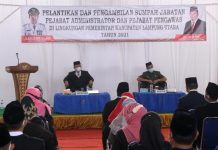 Sekda Lampura Lantik 102 Pejabat