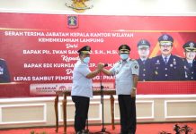 Sekdaprov Fahrizal Hadiri Sertijab Kepala Kantor Wilayah Kemenkumham Lampung