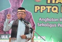 Bupati Lamtim M Dawam Rahardjo Memberi Sambutan Acara Haflah Khotmil Qur’an PPTQ