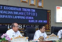 Rapat koordinasi Teknis Tim pengendali inflasi Daerah (TPID).