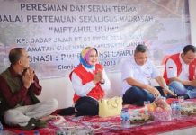 Riana Sari Serahkan Bantuan Korban Bencana Alam di Cianjur