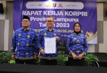 Sekretaris Daerah Provinsi Lampung Buka Rapat Kerja Korpri Provinsi Lampung Tahun 2023