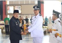 Bupati Lampung Tengah Hadiri Pengukuhan Penetapan Penambahan Masa Jabatan Kepala Kampung