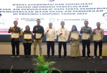 Pj. Gubernur Lampung Buka Rakor dan Sosialisasi Sistem Informasi E-PAP, Berikan Penghargaan bagi Wajib Pajak Air Permukaan Berprestasi Tahun 2024