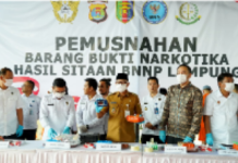 Tegaskan Perang terhadap Narkotika, Pemprov Lampung Bersama BNNP Lampung Musnahkan Barang Bukti Narkotika