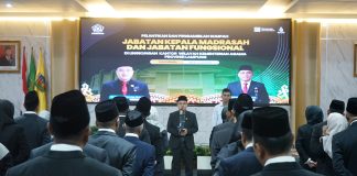 Lantik 55 Kepala Madrasah dan 1 JFT, Zulkarnain Tekankan Integritas dan Keteladanan