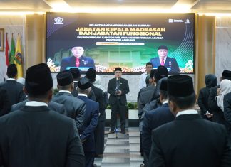 Lantik 55 Kepala Madrasah dan 1 JFT, Zulkarnain Tekankan Integritas dan Keteladanan