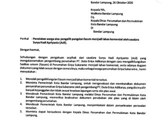 Polemik Fasum Griya Sukarame, Warga Surati Wali Kota dan Minta Perkim Periksa Legalitas Site Plan